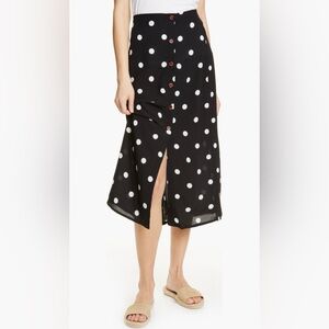 NWOT Messini Black and White Polka Dot Button Up Midi Skirt Women’s Size Medium